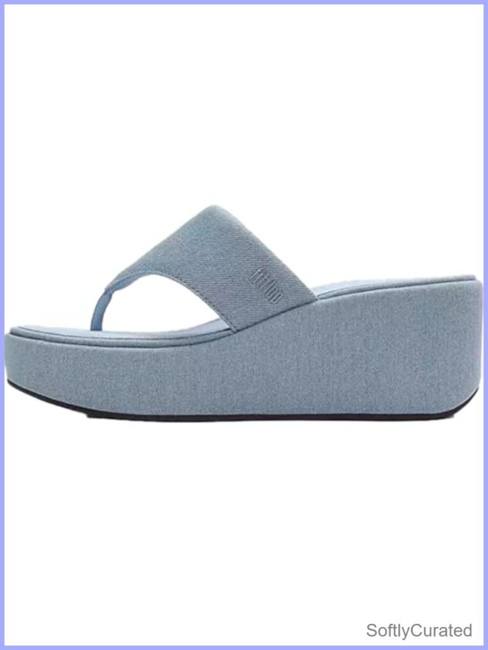 Women's Denim Wedge Toe-Post Platform Sandals CushX Arch Support Slip-On